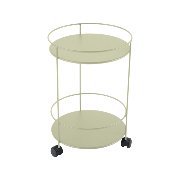 Guinguette Garden Side Table - Solid Top & Wheels By Fermob in Willow Green