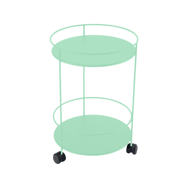 Fermob Guinguette Side Table - Solid Top & Wheels in Opaline Green