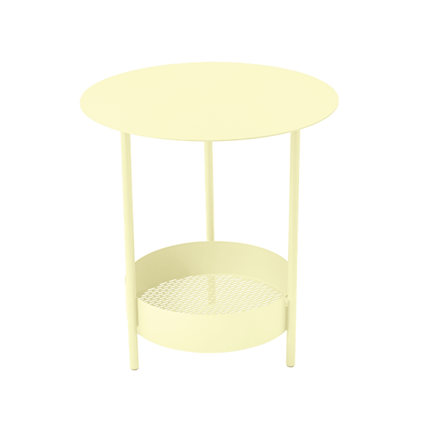 Salsa Outdoor Pedestal Side Table By Fermob in Frosted Lemon