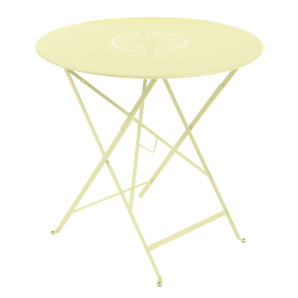 Floreal Folding Garden Table Round 77cm By Fermob in Frosted Lemon