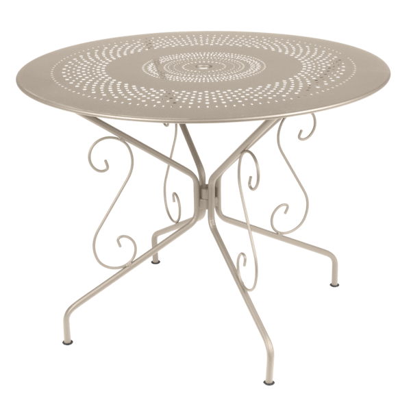 Montmartre Garden Dining Metal Table Round 96cm By Fermob in Nutmeg