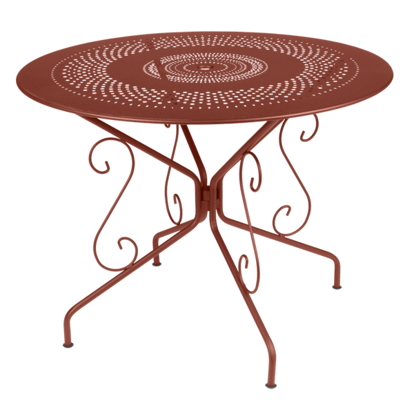 Montmartre Garden Dining Metal Table Round 96cm By Fermob in Red Ochre