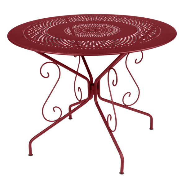 Montmartre Garden Dining Metal Table Round 96cm By Fermob in Chilli