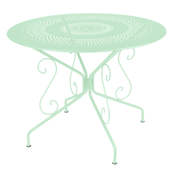 Montmartre Garden Dining Metal Table Round 96cm By Fermob in Opaline Green