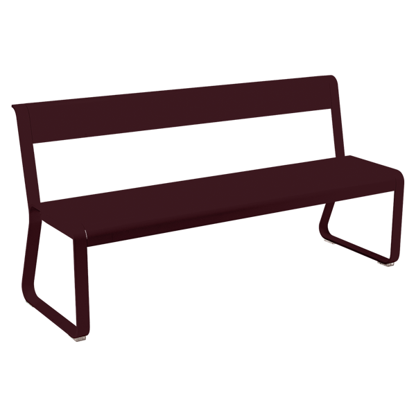 Bellevie Outdoor Dining Bench with Back By Fermob in Black Cherry