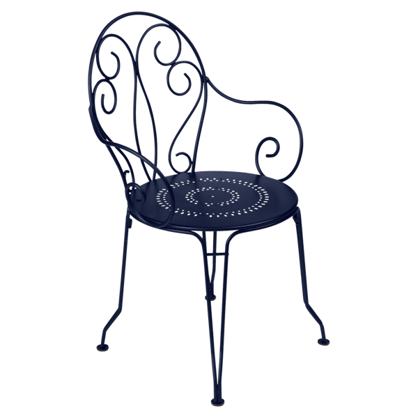 Montmartre Garden Dining Metal Armchair By Fermob in Deep Blue