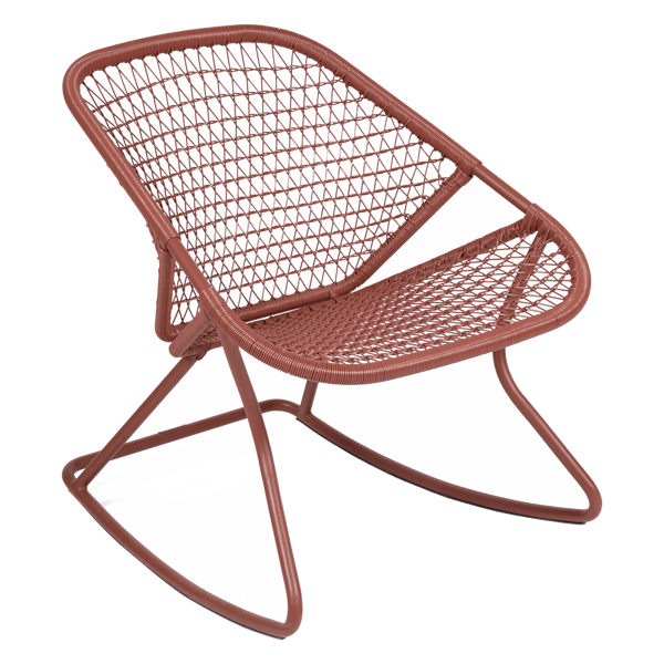 Sixties Outdoor Woven Rocking Chair By Fermob in Red Ochre