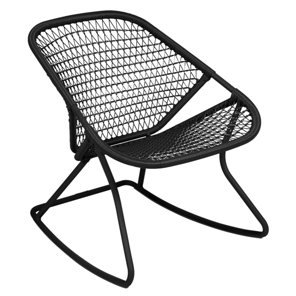 Sixties Outdoor Woven Rocking Chair By Fermob in Liquorice