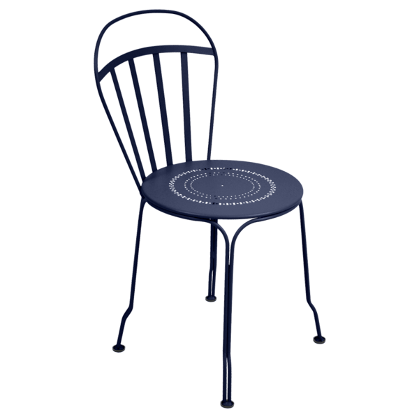 Louvre Outdoor Metal Dining Chair By Fermob in Deep Blue