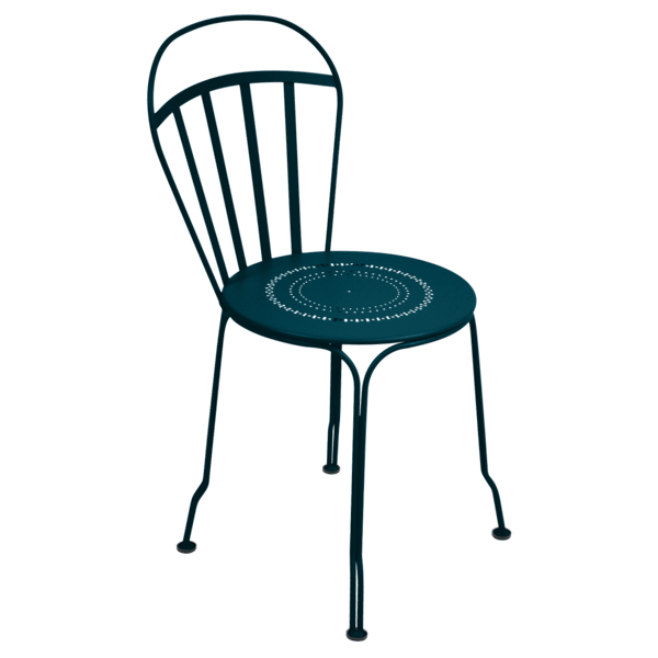 Louvre Outdoor Metal Dining Chair By Fermob in Acapulco Blue
