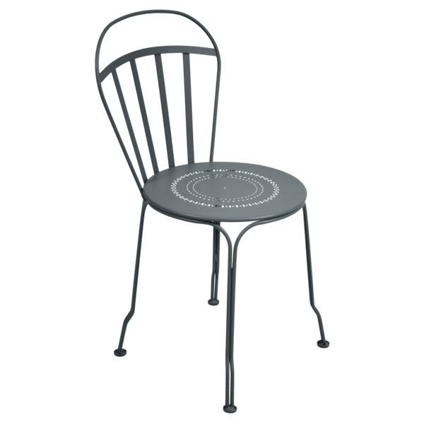 Louvre Outdoor Metal Dining Chair By Fermob in Storm Grey