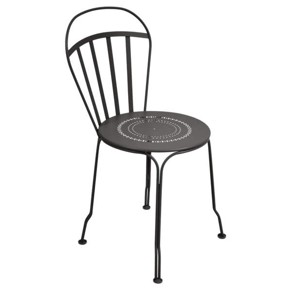 Louvre Outdoor Metal Dining Chair By Fermob in Liquorice