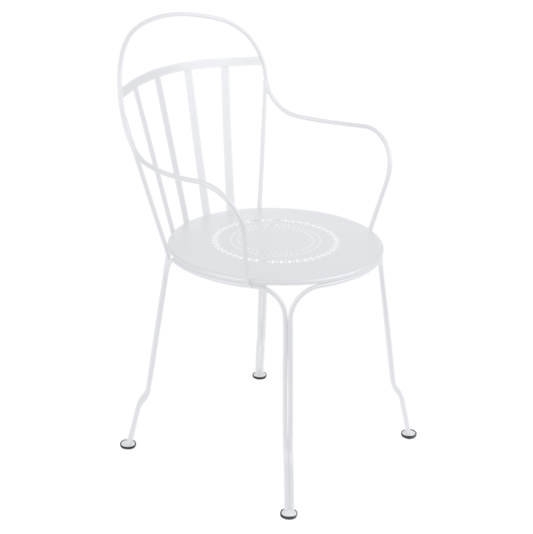 Louvre Outdoor Metal Dining Armchair By Fermob in Cotton White