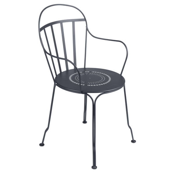 Louvre Outdoor Metal Dining Armchair By Fermob in Anthracite