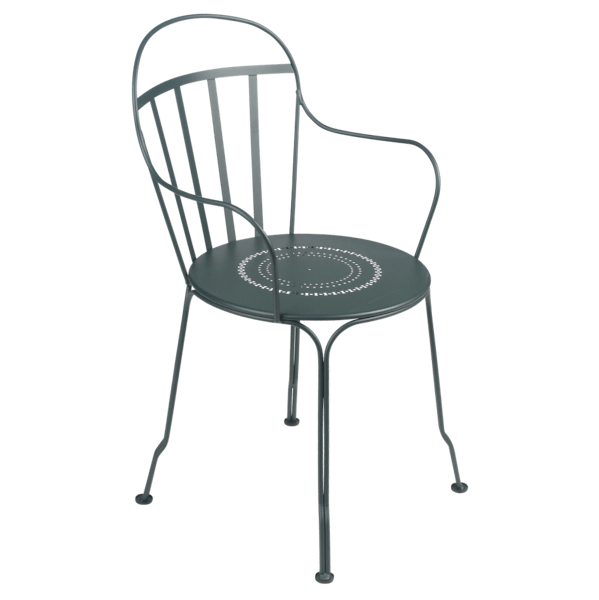 Louvre Outdoor Metal Dining Armchair By Fermob in Cedar Green