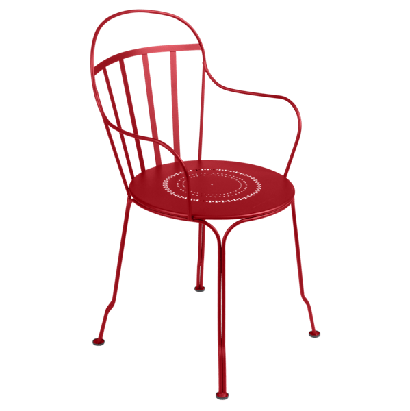 Louvre Outdoor Metal Dining Armchair By Fermob in Poppy