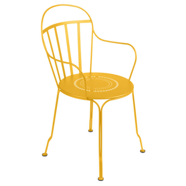 Louvre Outdoor Metal Dining Armchair By Fermob in Honey