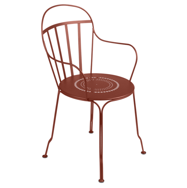 Louvre Outdoor Metal Dining Armchair By Fermob in Red Ochre