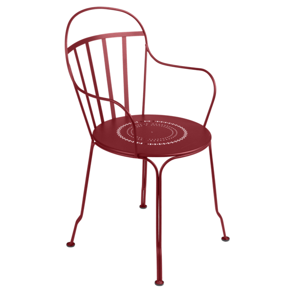 Louvre Outdoor Metal Dining Armchair By Fermob in Chilli