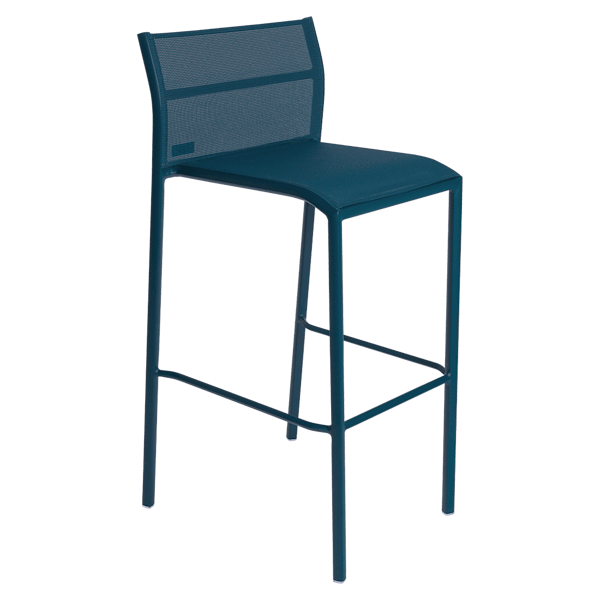 Cadiz Outdoor Dining High Bar Stool By Fermob in Acapulco Blue