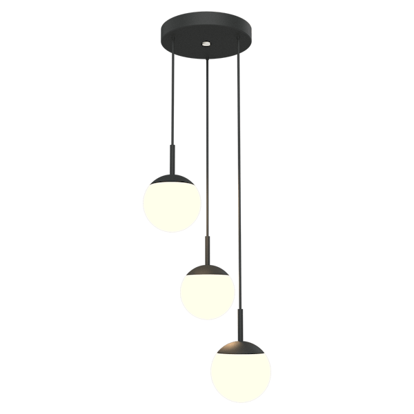 Mooon! Triple Pendant Lights Dia 15cm By Fermob in Anthracite