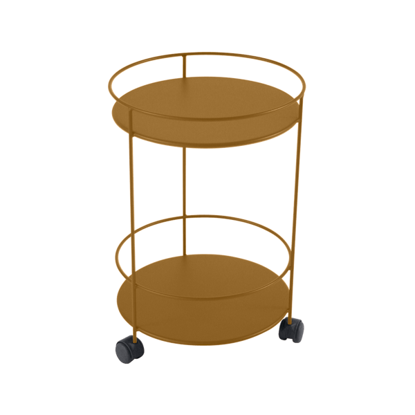 Guinguette Garden Side Table - Solid Top & Wheels By Fermob in Gingerbread