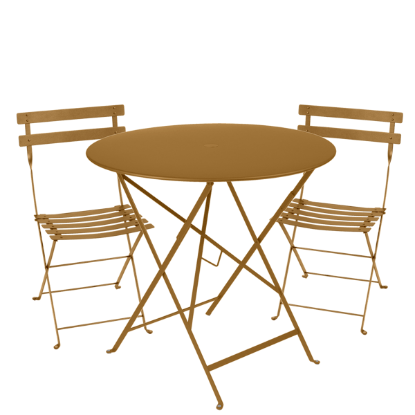Bistro Outdoor Folding Cafe Set - 77cm Round By Fermob in Gingerbread
