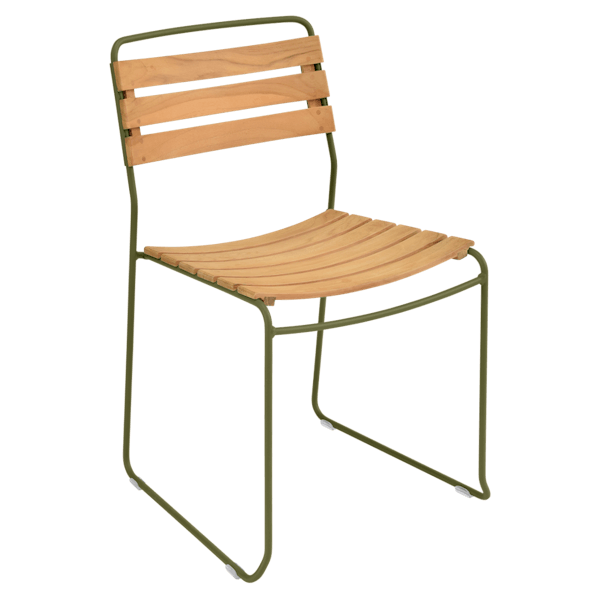 Surprising Outdoor Dining Chair - Teak Slats By Fermob in Pesto
