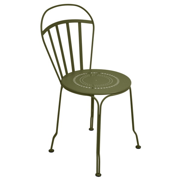 Louvre Outdoor Metal Dining Chair By Fermob in Pesto