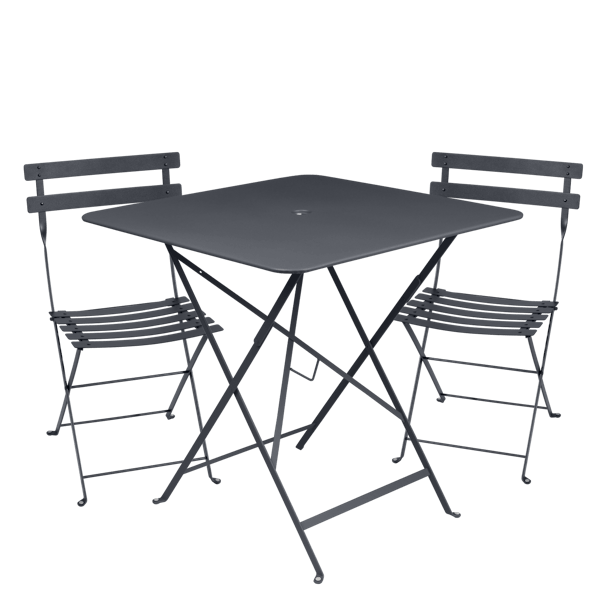 Bistro Outdoor Folding Cafe Set - 71cm Square By Fermob in Anthracite