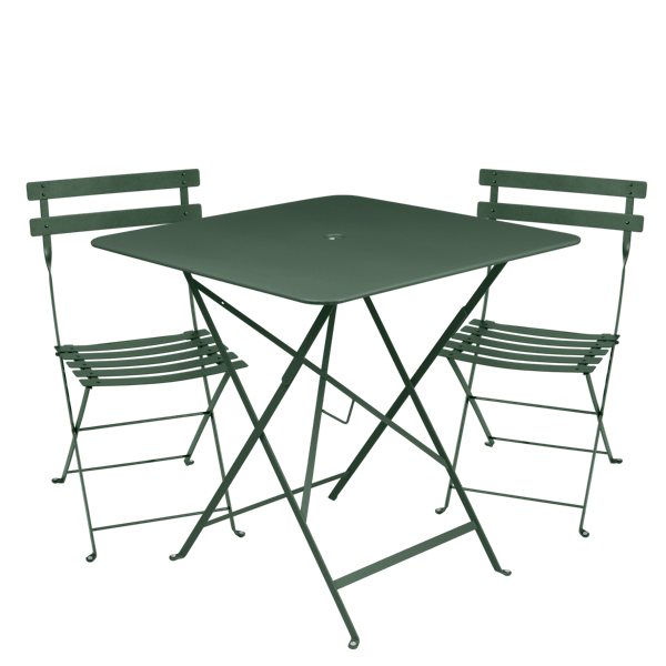 Bistro Outdoor Folding Cafe Set - 71cm Square By Fermob in Cedar Green