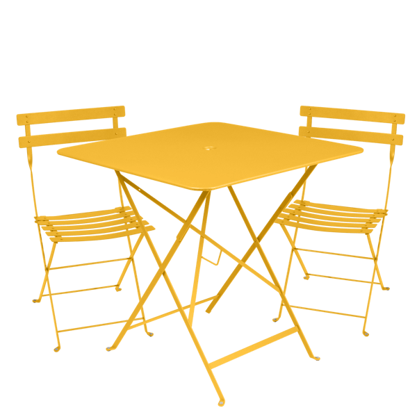 Bistro Outdoor Folding Cafe Set - 71cm Square By Fermob in Honey