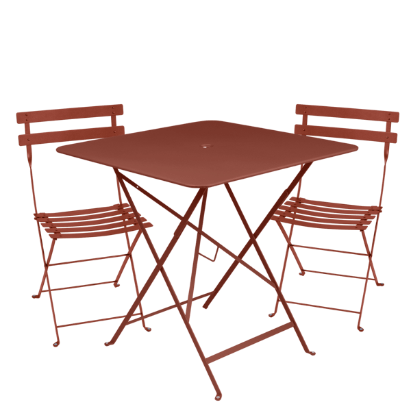 Bistro Outdoor Folding Cafe Set - 71cm Square By Fermob in Red Ochre