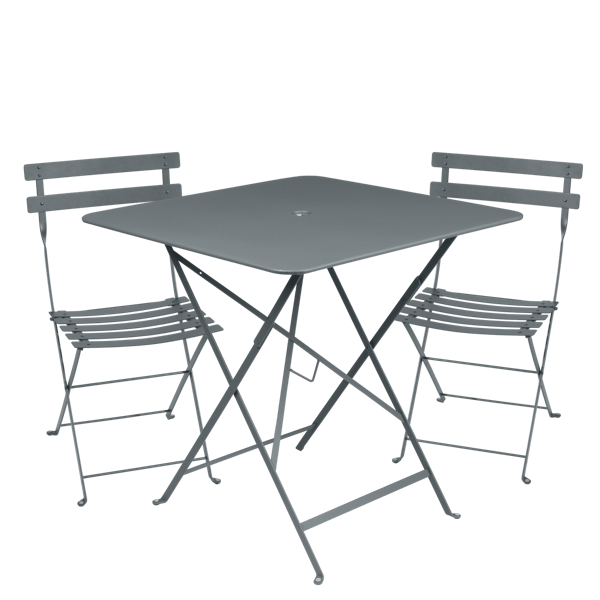Bistro Outdoor Folding Cafe Set - 71cm Square By Fermob in Storm Grey