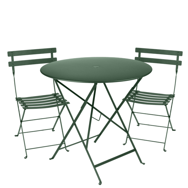 Bistro Outdoor Folding Cafe Set - 77cm Round By Fermob in Cedar Green