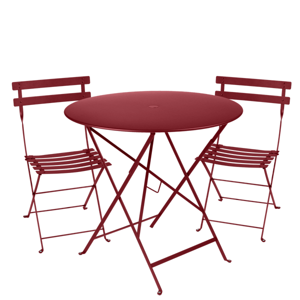 Bistro Outdoor Folding Cafe Set - 77cm Round By Fermob in Chilli