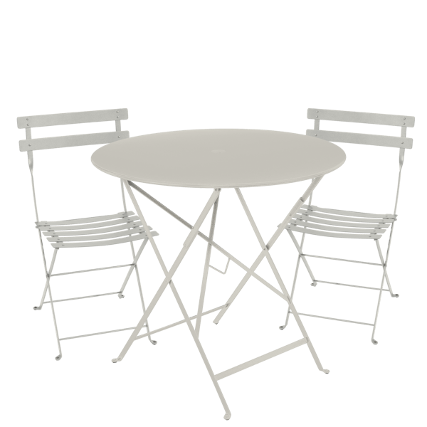 Bistro Outdoor Folding Cafe Set - 77cm Round By Fermob in Clay Grey