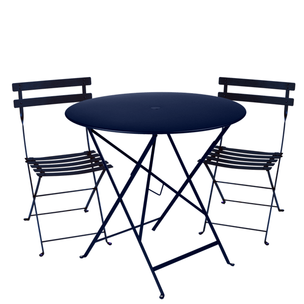 Bistro Outdoor Folding Cafe Set - 77cm Round By Fermob in Deep Blue