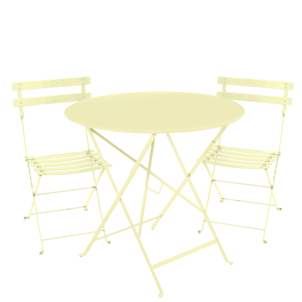 Bistro Outdoor Folding Cafe Set - 77cm Round By Fermob in Frosted Lemon