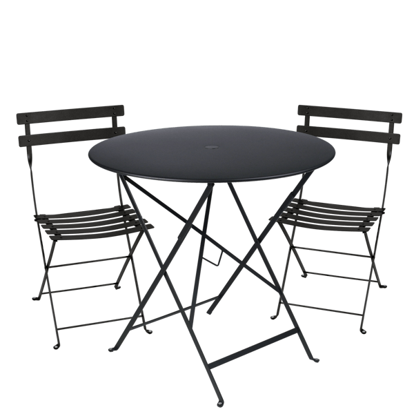 Fermob Bistro Set - 77cm Table and 2 Chairs in Liquorice