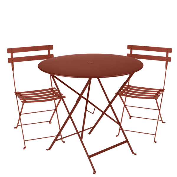 Bistro Outdoor Folding Cafe Set - 77cm Round By Fermob in Red Ochre