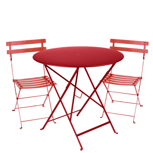 Bistro Outdoor Folding Cafe Set - 77cm Round By Fermob in Poppy