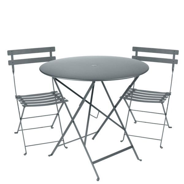 Bistro Outdoor Folding Cafe Set - 77cm Round By Fermob in Storm Grey