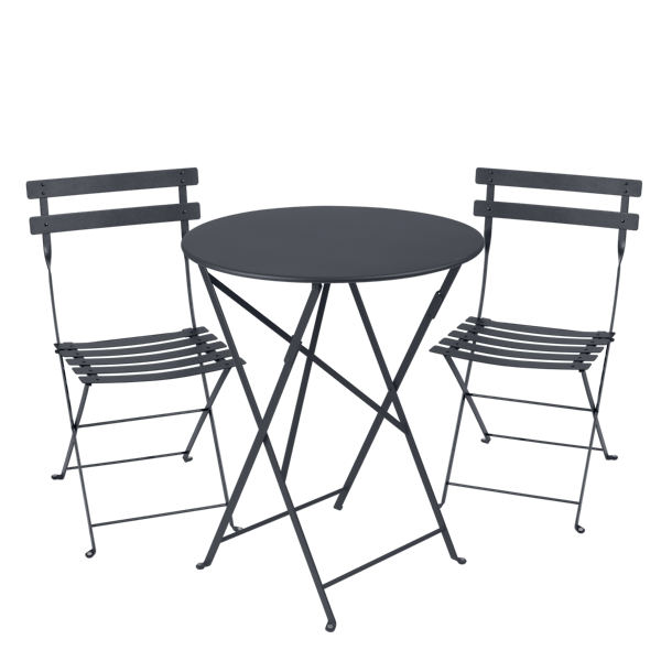 Fermob Bistro Set - 60cm Table and 2 Chairs in Anthracite