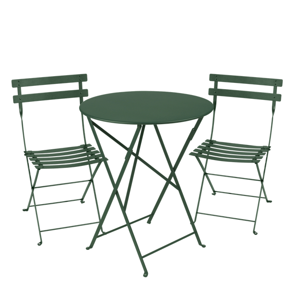 Bistro Outdoor Folding Cafe Set - 60cm Round By Fermob in Cedar Green