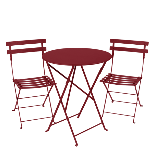 Bistro Outdoor Folding Cafe Set - 60cm Round By Fermob in Chilli