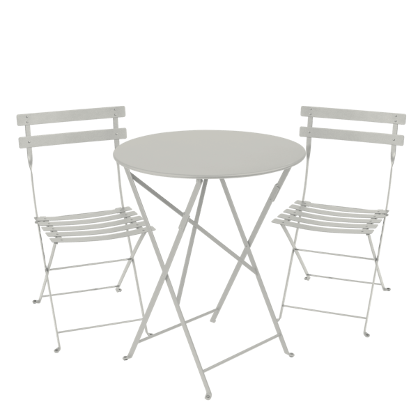 Bistro Outdoor Folding Cafe Set - 60cm Round By Fermob in Clay Grey