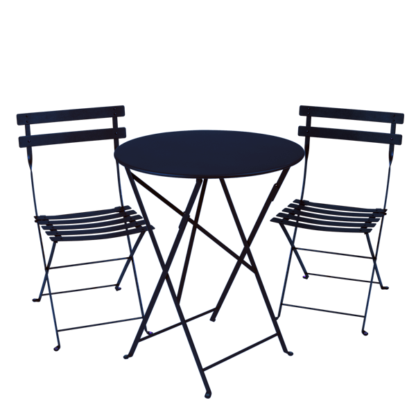 Bistro Outdoor Folding Cafe Set - 60cm Round By Fermob in Deep Blue