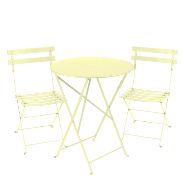 Bistro Outdoor Folding Cafe Set - 60cm Round By Fermob in Frosted Lemon