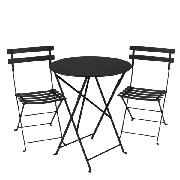 Bistro Outdoor Folding Cafe Set - 60cm Round By Fermob in Liquorice